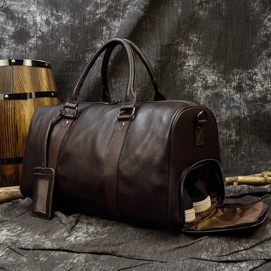 Bolso de viaje de cuero genuino de lujo