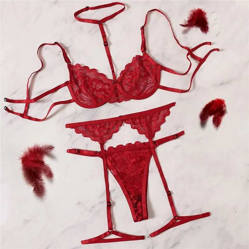 Jovanna - Ensemble de lingerie en dentelle pour femme sexy