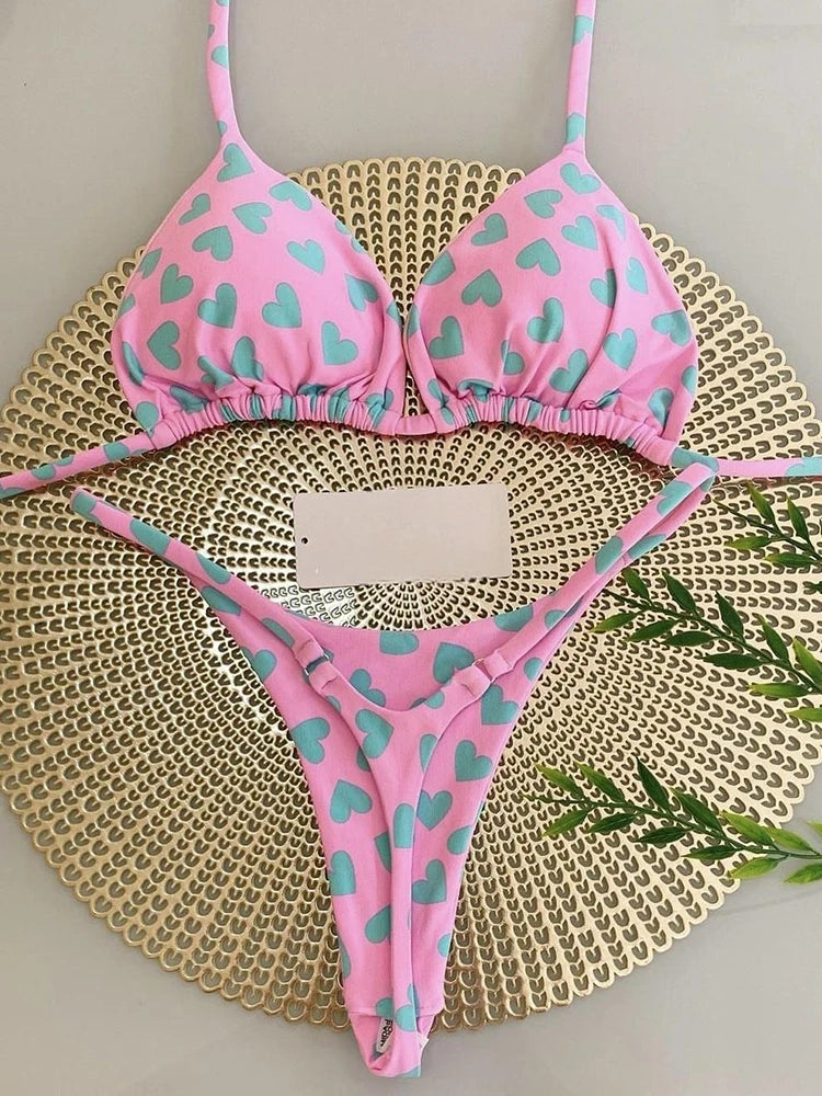 Maillot de bain deux pièces imprimé léopard