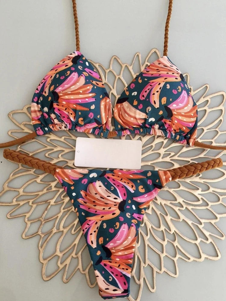 Maillot de bain deux pièces imprimé léopard