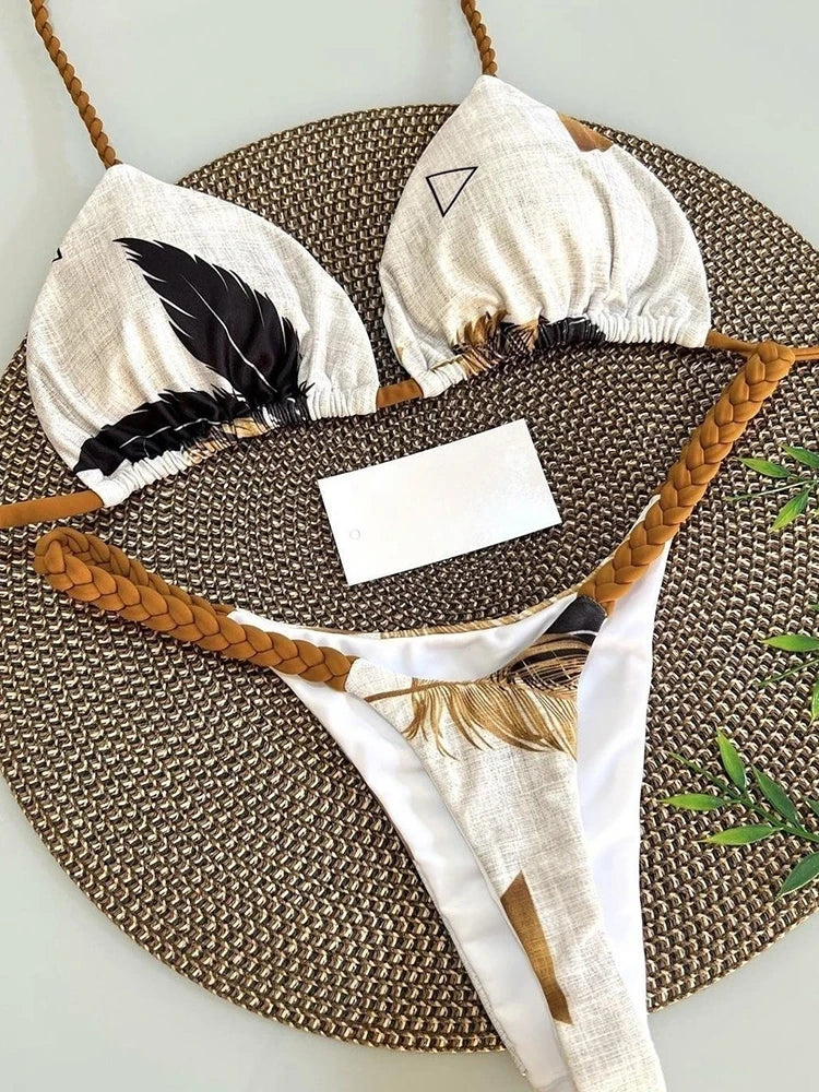 Maillot de bain deux pièces imprimé léopard