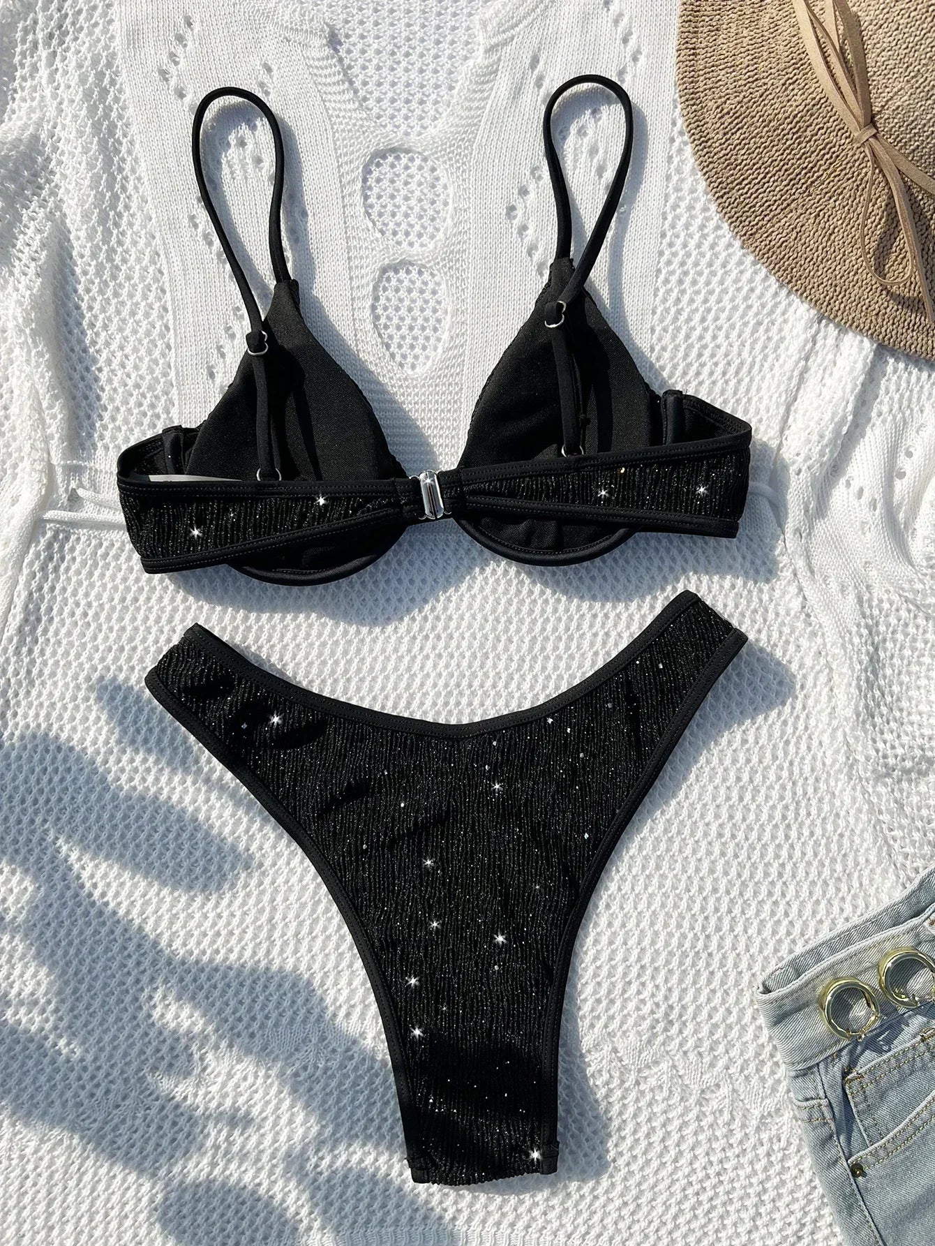 Black sequin swimsuit