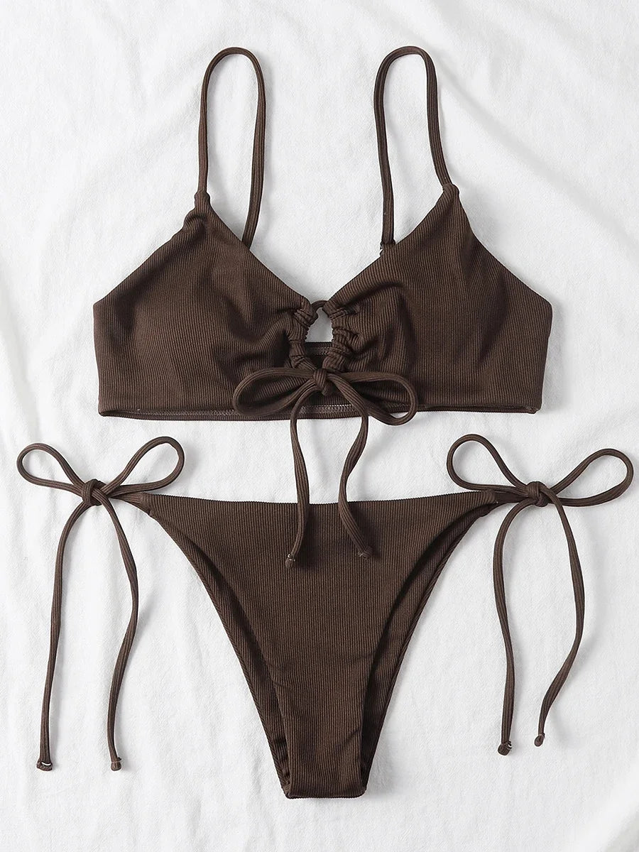 Two-piece lace-up swimsuit